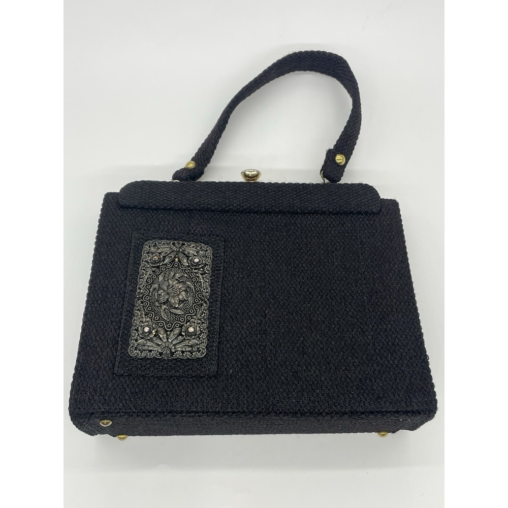 Faye Mell‎ Designs Vintage Black Gold Evening Purse Bag Whimsygoth Party Retro